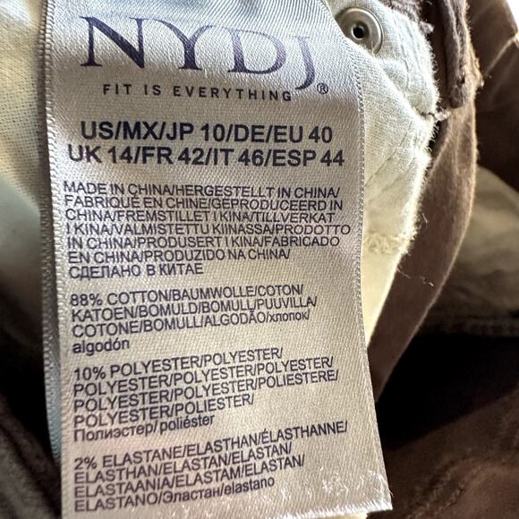 NYDJ Walnut Brown Billie Mini Boot Sz 10 5P Jeans LiftxTuck Slimming Smoothing - Picture 7 of 7